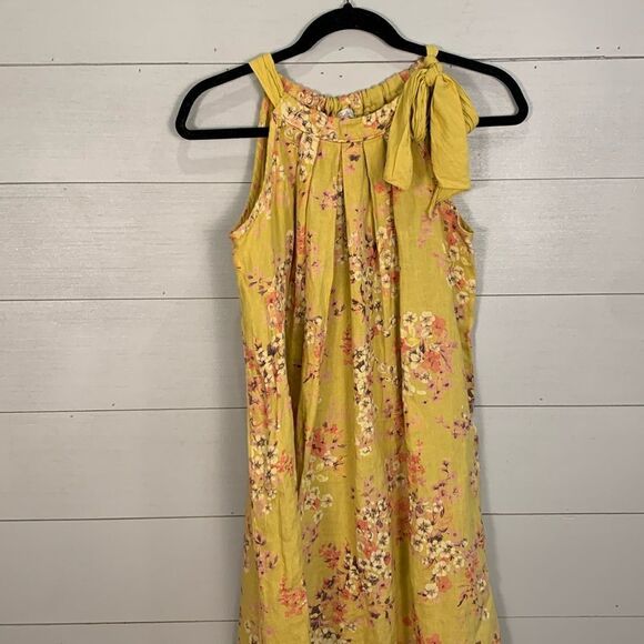 Bellambia 100% linen yellow floral midi sundress made in Italy woman’s small - Picture 1 of 9